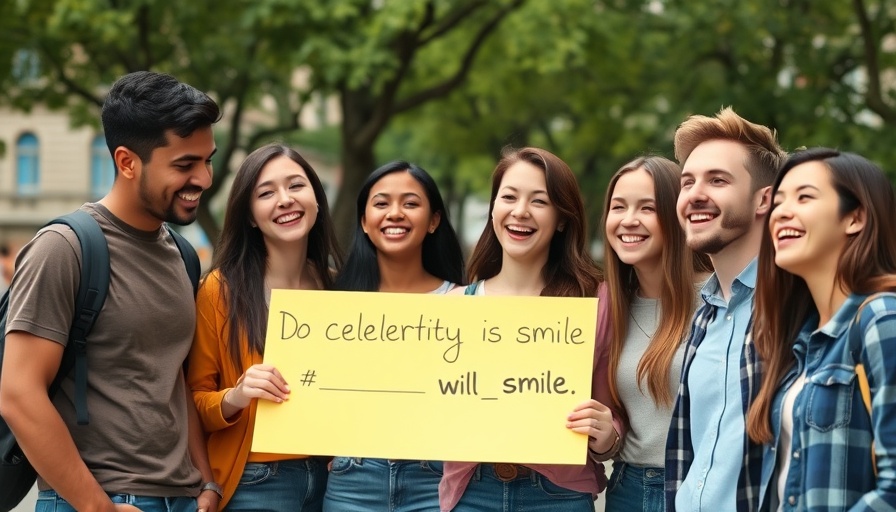 Young adults in a quiz about celebrity smiles, promoting dental care.
