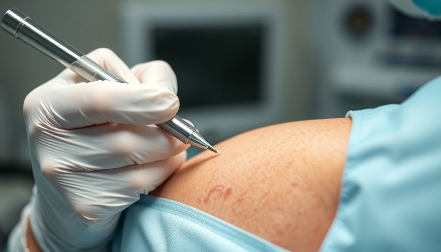 Medical skin procedure in clinical setting, skin rash diagnosis.