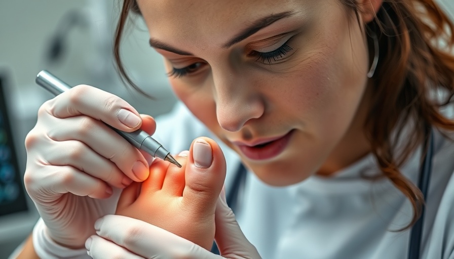 Healthcare professional demonstrating ingrown toenail solutions in clinic.