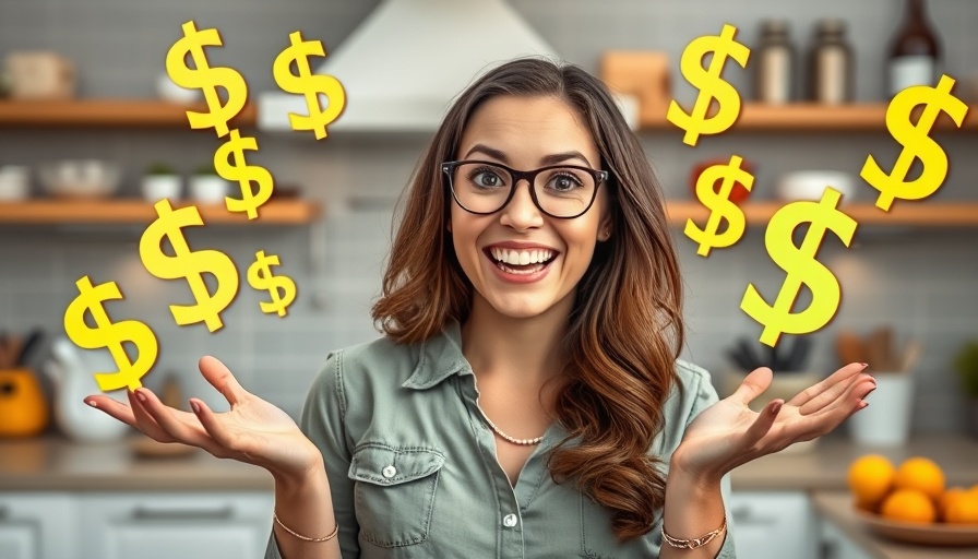 Woman discussing how to save money at the dentist with dollar signs.