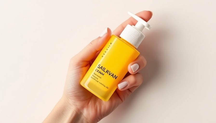 Close-up of hand holding acne treatment bottle, squeezing cream.