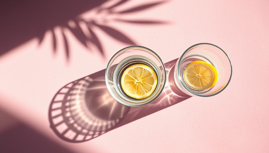 Intricate shadows of glasses illustrating hydration needs per day.