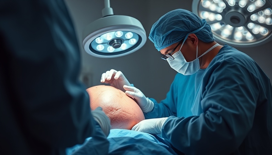 Surgical removal of large lipoma under studio lights.