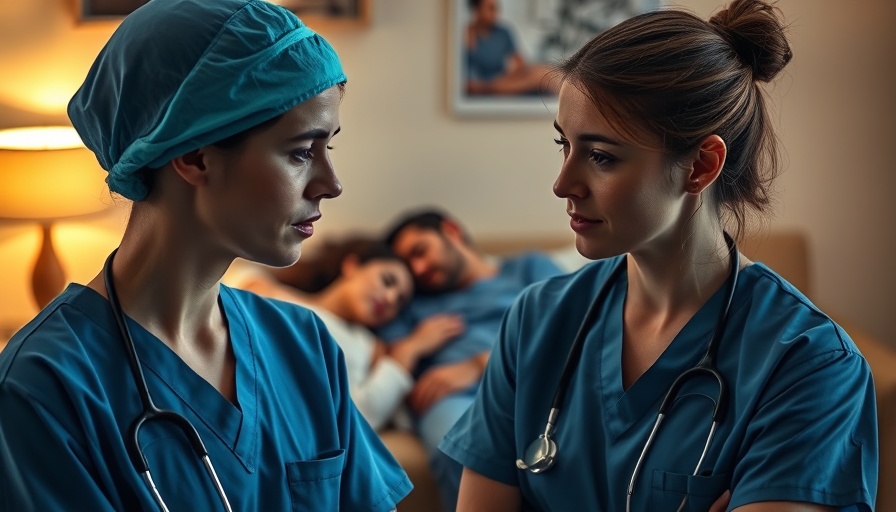 Medical professionals discuss sleep, couple resting, indoor setting.