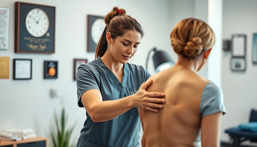 Therapist and patient during back treatment in a clinic.