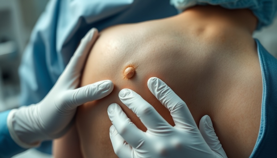 Close-up of cyst treatment during skin rash diagnosis procedure.