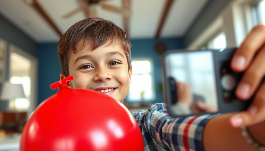 Child smiling with balloon, highlighting health risks of inhaling balloon air.