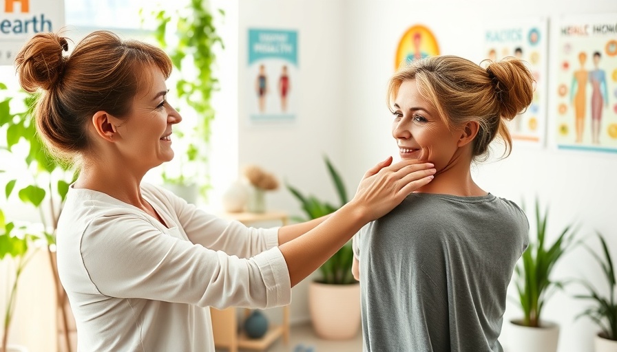 Therapist assisting woman for neck and back pain relief.
