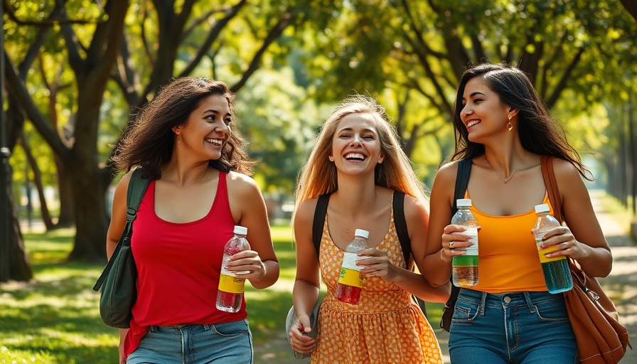 Women enjoy walking for health benefits, sunny park.