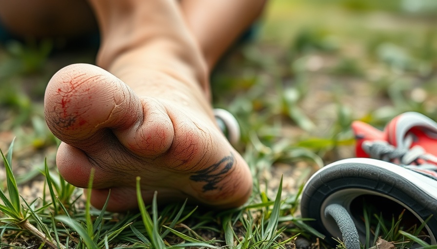 Foot pain relief for runner's sore feet after long distance.