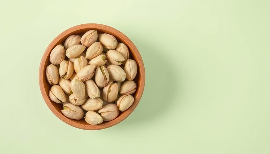Bowl of shelled pistachios on green background highlighting gut health benefits.