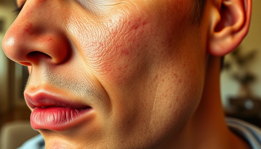 Close-up of a cheek showing skin health issues.