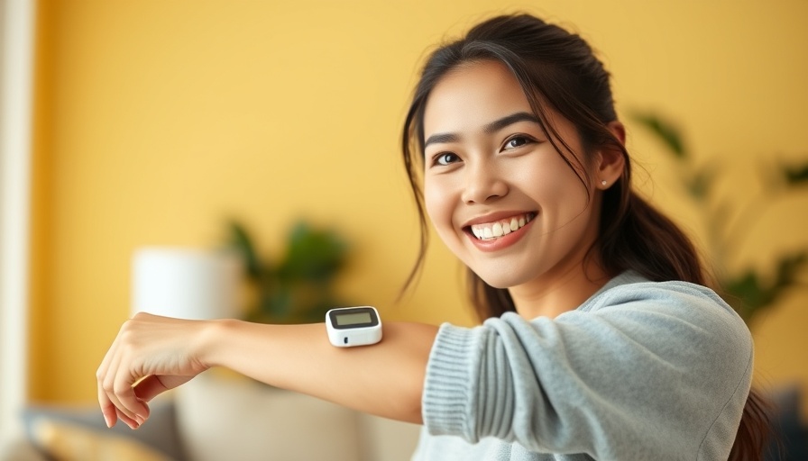 Smiling women with glucose monitor managing prediabetes together.