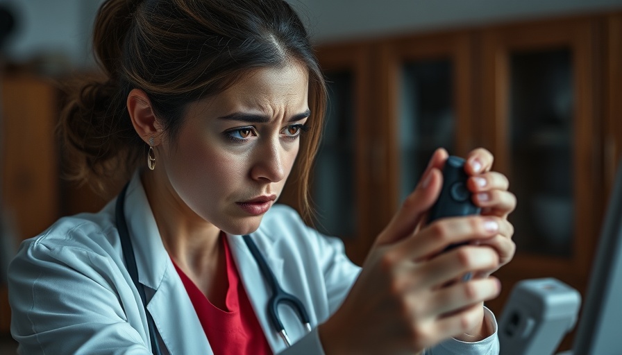 Female doctor reacts to back-cracking device demonstration.