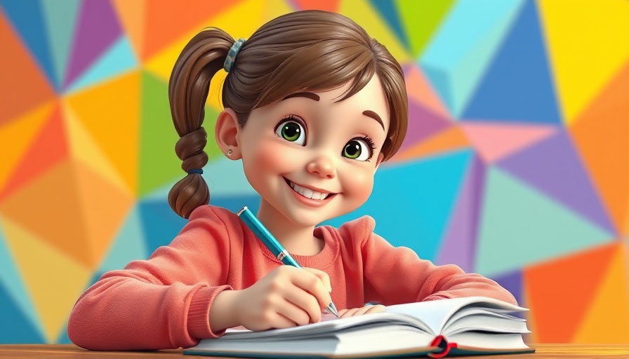 Child Mind Institute resources: young girl writing, colorful background.