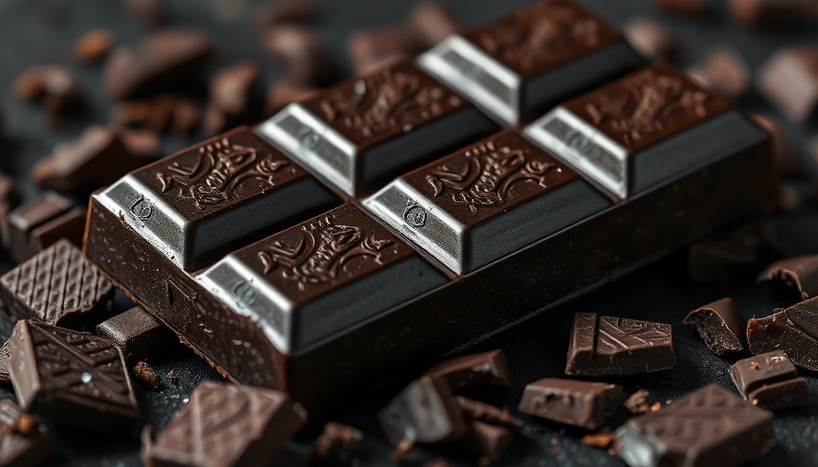 Close-up of dark chocolate bar showcasing texture and patterns.
