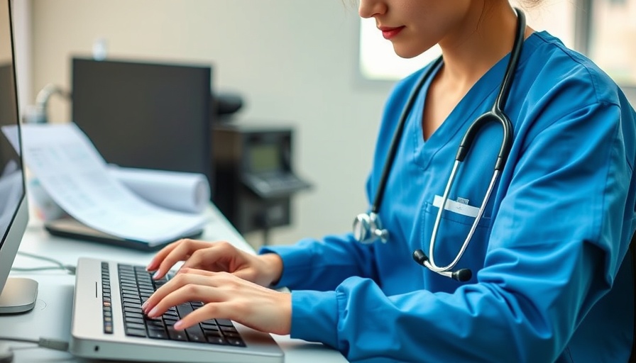 Healthcare professional using a computer for new health record system.