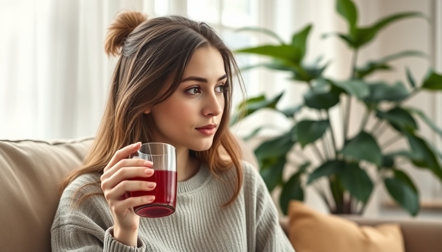 Woman sipping tart cherry juice benefits for gut health indoors