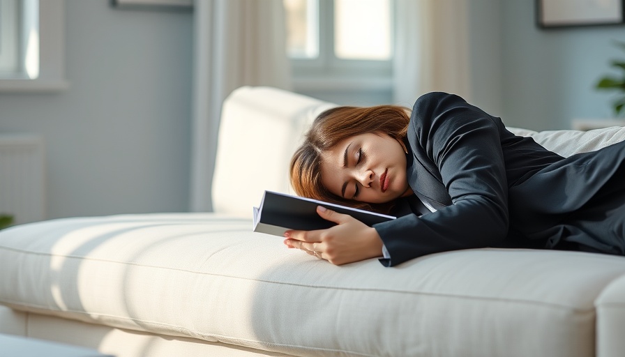 Exhausted woman resting on a couch, signs of a thyroid problem.