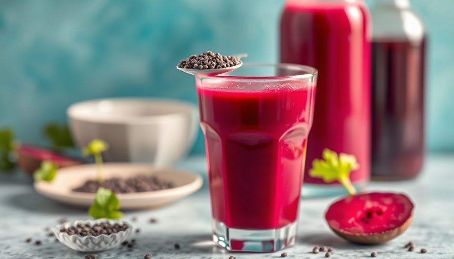 Beetroot juice with chia seeds benefits, vibrant health drink.
