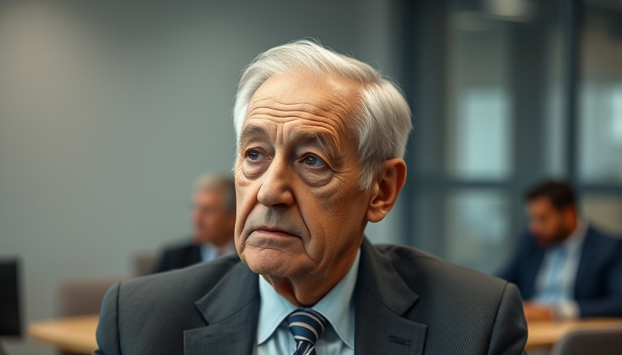 Thoughtful elderly man in a meeting about funding mRNA vaccines.