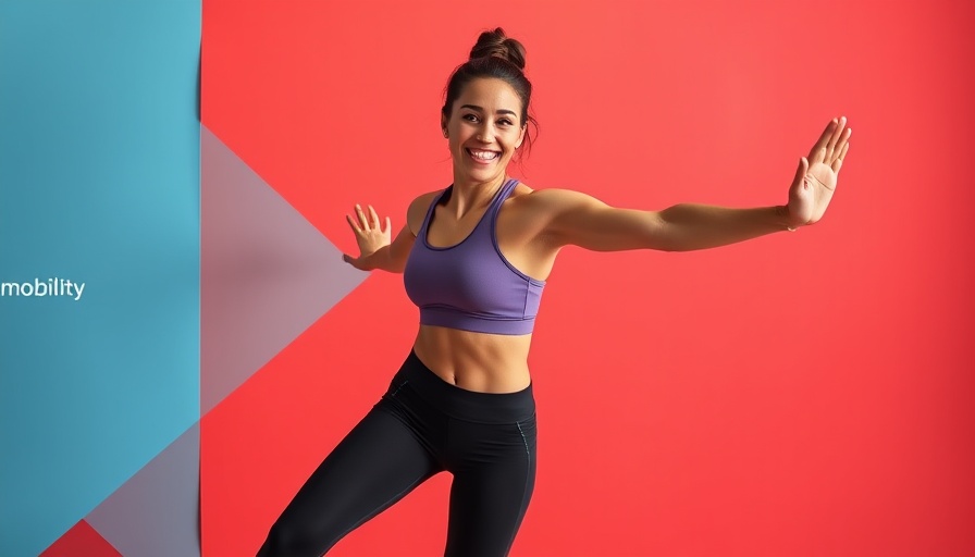 Energetic young woman performing daily mobility routine exercises.