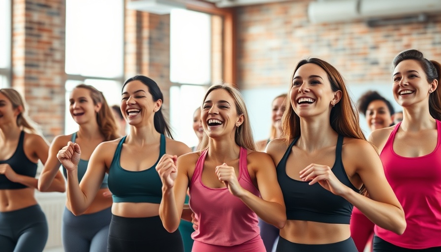 Smiling women enjoying a fitness class indoors for Heart Health During Menopause.