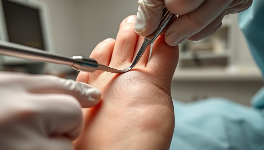 Close-up of callus removal for foot pain relief treatment.