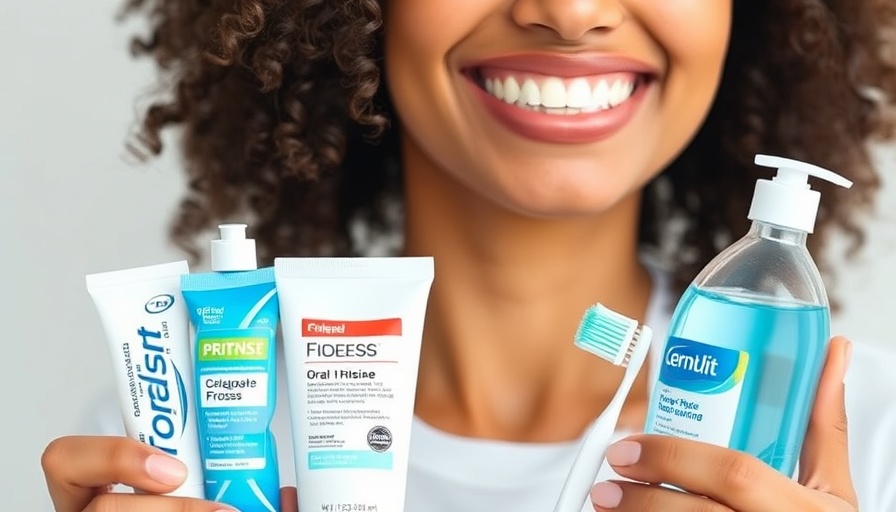 Cavity prevention products displayed with a smiling woman.