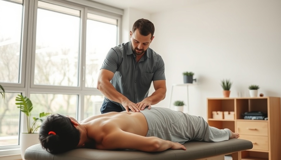 Chiropractor adjusting patient's back in a modern clinic room.