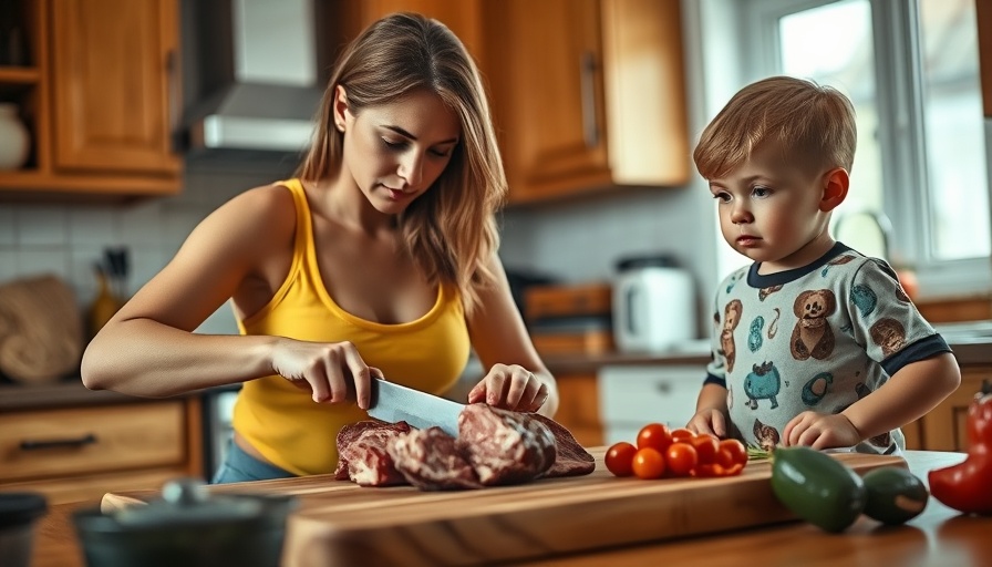 Mother and child prepare a healthy dinner in a cozy kitchen.