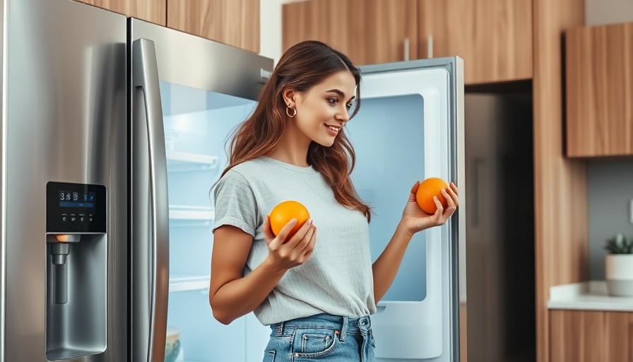 Woman choosing healthy snacks from a modern refrigerator.
