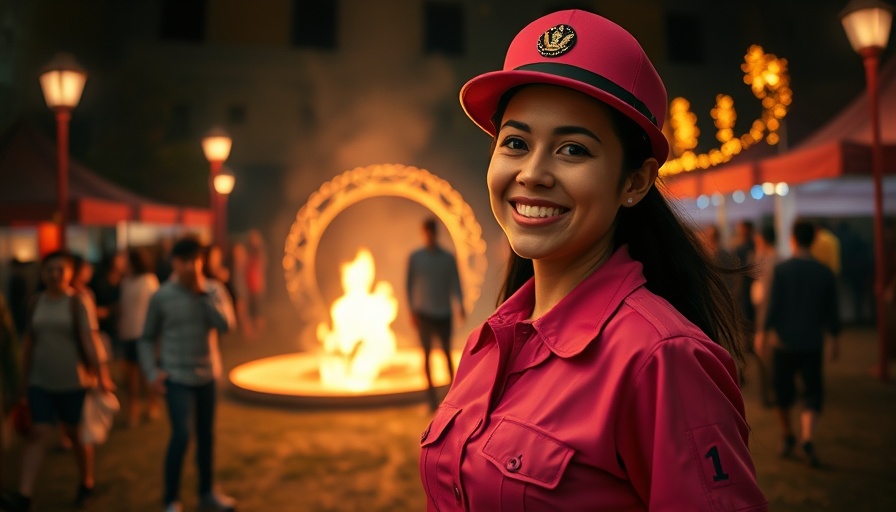 Dynamic scene of a woman in pink uniform with a fiery background, foot health tips.