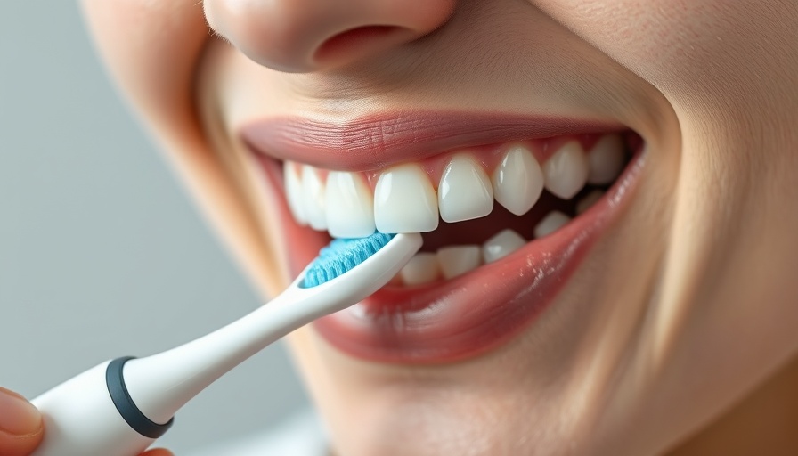 Close-up of person using electric toothbrush, demonstrating benefits.