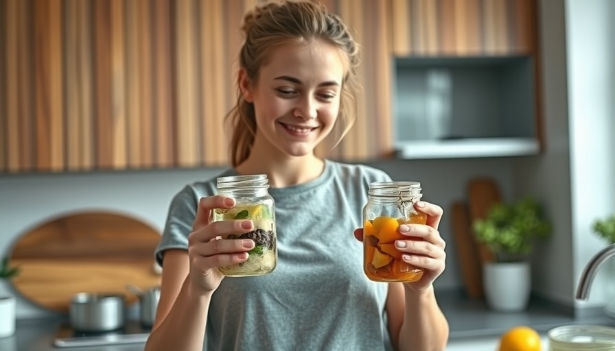 Young woman preparing healthy breakfast in modern kitchen.