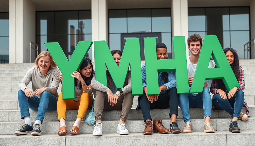 Youth Mental Health Academy group holding Y M H A letters.