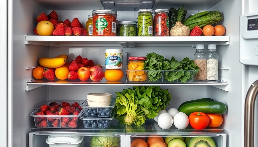 Healthy eating fridge with fresh produce and dairy.