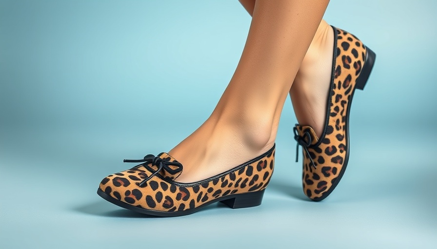 Leopard print FitFlop Mary Janes on blue background for foot health.