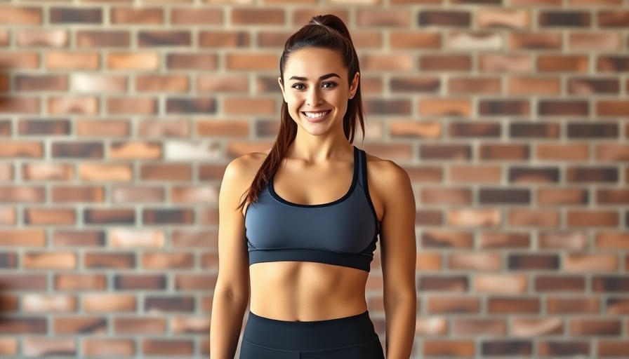Young woman exudes fitness motivation in sporty attire.