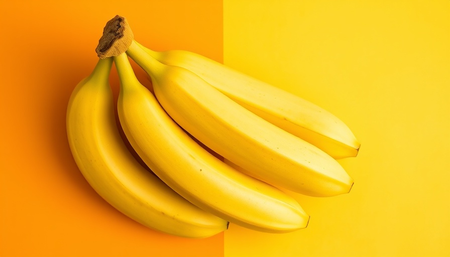 Bright yellow bananas on a colorful yellow and orange background for anxiety relief through diet.