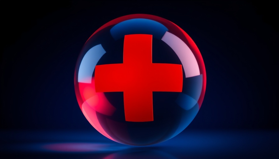 Shiny sphere with a red cross symbol representing preventive care.