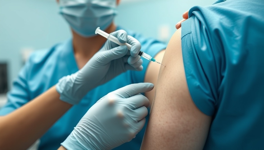 Close-up of vaccine administration in medical setting.