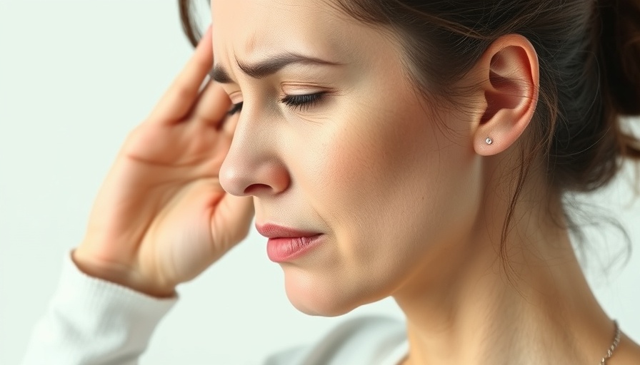 Concerned woman touching ear, possibly due to ear popping causes.