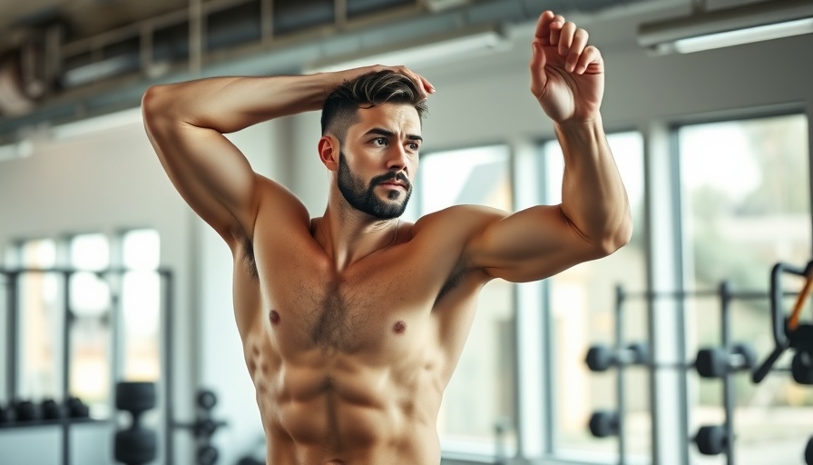 Men's mental and sexual health through exercise illustrated by a man stretching indoors.