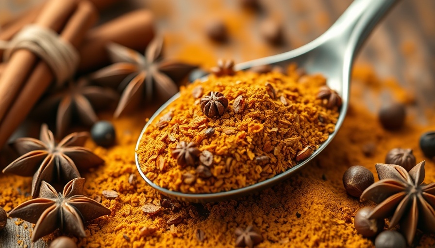 Spices and spoon highlight health benefits of pumpkin spice.
