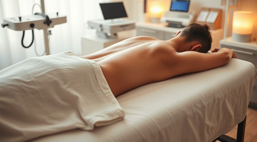 Person receiving neck pain relief therapy in a serene clinical setting.
