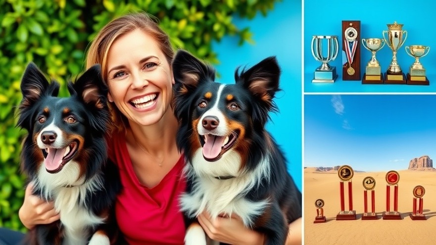 Joyful woman with border collies highlights dog behavior, mental stimulation for dogs.