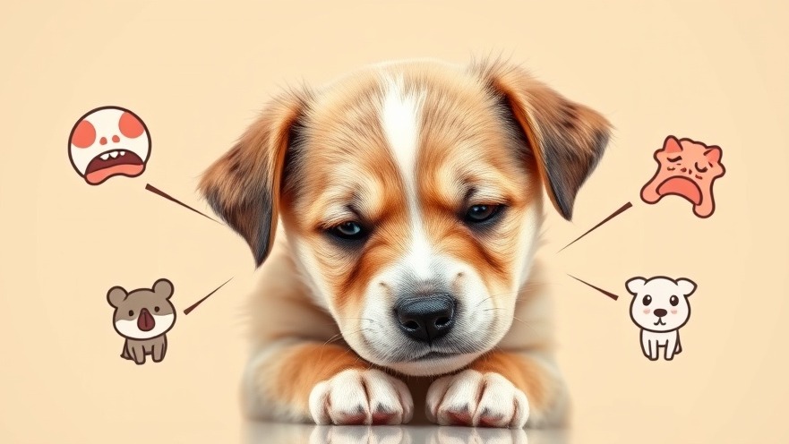 Cute puppy showing pet digestive distress symptoms, highlighting IBS in dogs.