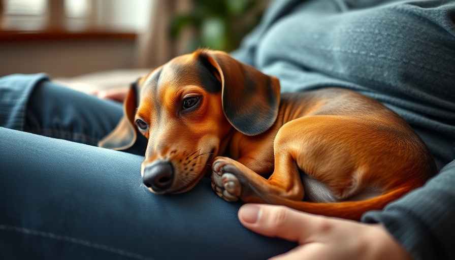 Comfortable dachshund on owner's lap, depicting cortisol insufficiency in dogs.