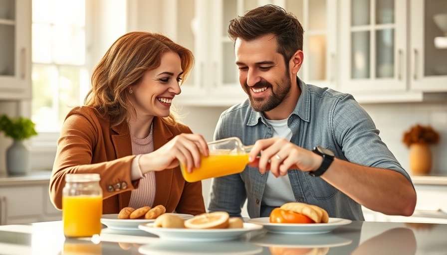 Importance of breakfast shown by a couple enjoying morning meal.